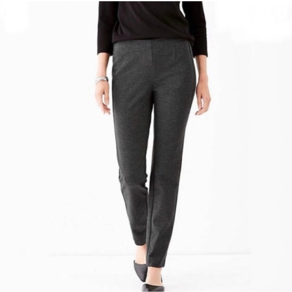 J. Jill Ponte Dark Charcoal Grey Stretch Slim Leg Pants Women's Large